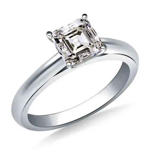 AAA+ Quality 3.25 Ct Vvs1-Asscher Near White Moissanite Diamond Engagement 925 Silver Ring ABC Jewelery